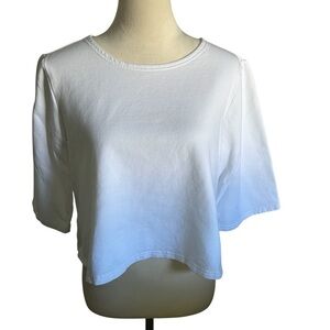 NOMMO White Women’s XL Top Thin Sweatshirt Bell 3/4 Sleeves Cropped